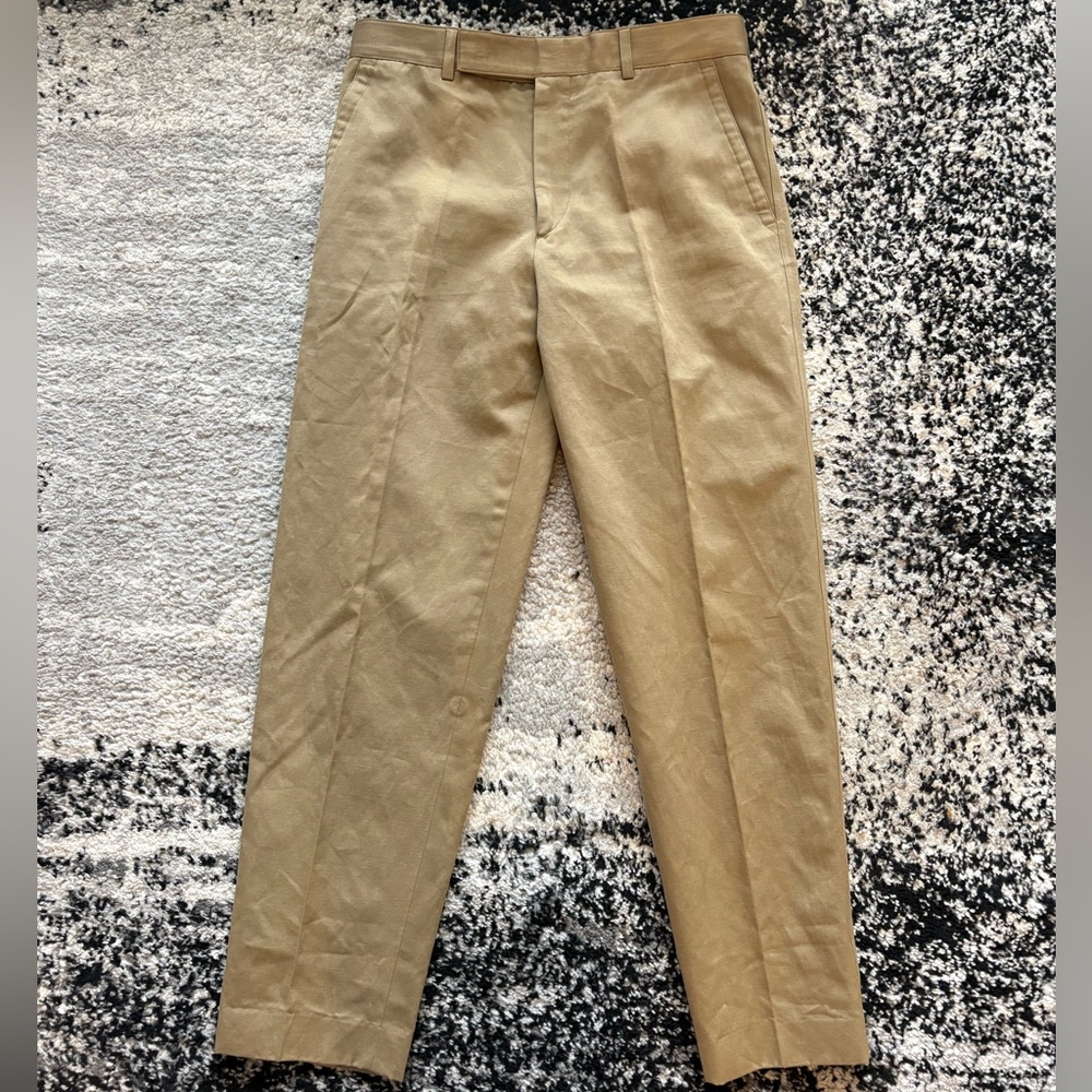 Paul Smith Cotton Linen Blend Suit Trousers - Tan - Size 30